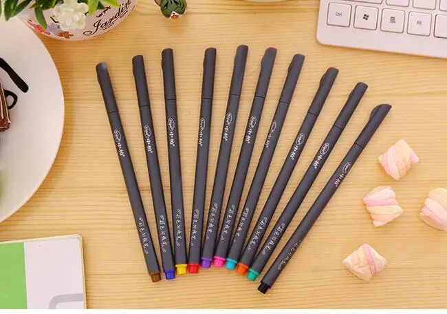 10pcs/lot Drawing pen,minuteness colour Hook pen.0.38mm water color brush