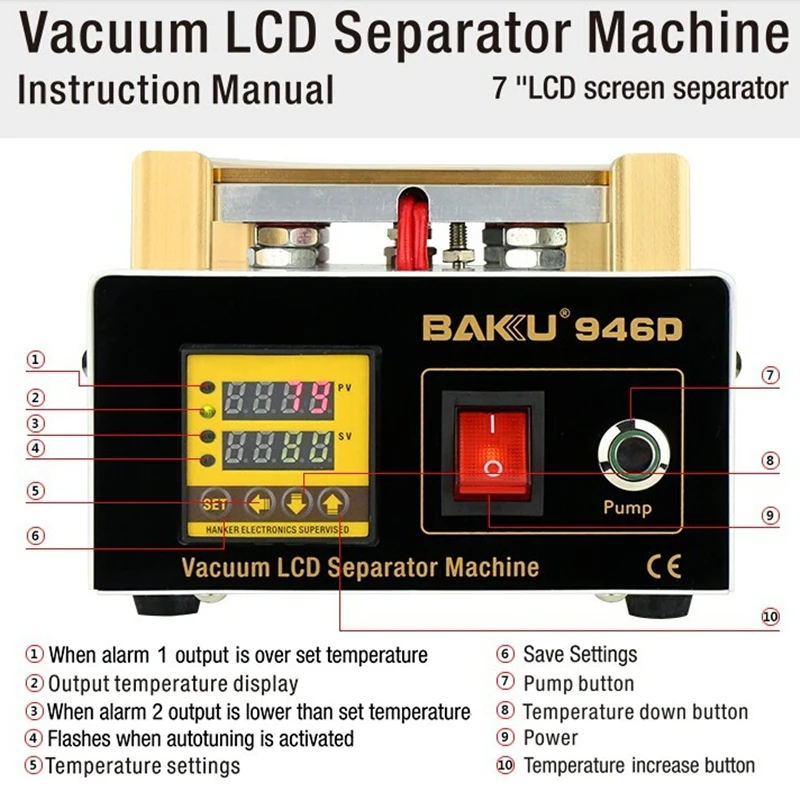 Disassembly Build-in Vacuum Suck Machine with Microcomputer Temperature control Plate heater