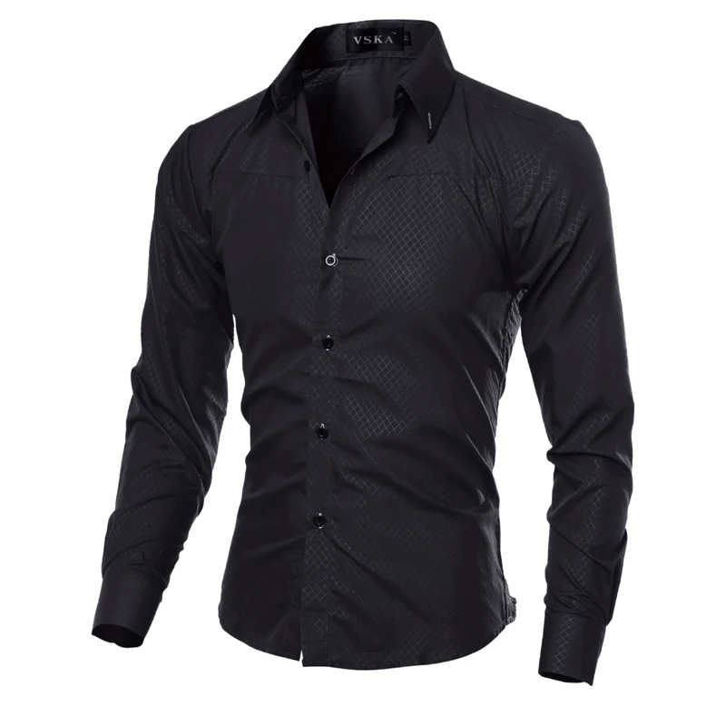 2019 New Men\'s Casual Shirt Autumn Plus Size Printed Plaid Men Long Sleeve Shirt Cotton Royal Blue Slim Fit Men Clothing M-5XL