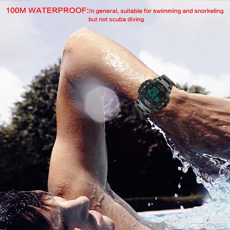 BOAMIGO shock Men Digital Sports Military Watches Led Swim 100m Waterproof pedometer calorie man smart watch Relogios Masculino