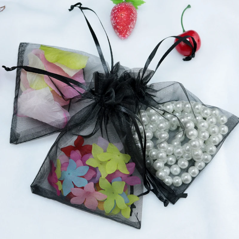 

New 500pcs Organza Wedding Party Favor Gift Candy Jewellery Bags Pouches Black 9x12cm