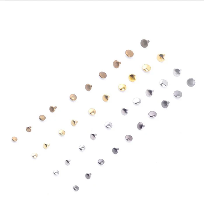 6~10 mm Diameter Nickel Gunmetal Gold Round Domed double cap rivets Purse Feet Studs Bag Shoe Clothing Accessories 1000 sets/lot