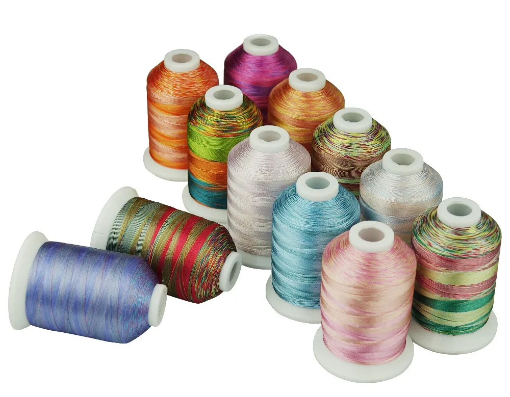 New Arrival SIMTHREAD 120D/2 Variegated Multi-Colors Polyester Embroidery Home Machine Thread