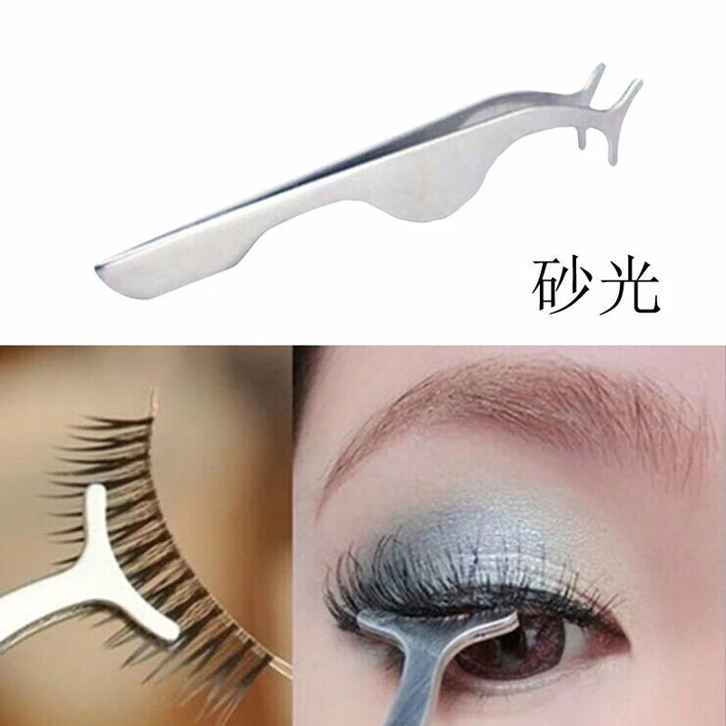 Stainless Steel False Eyelashes Tweezer Fake Lash Applicator Multi-function Curler Lashes Extension Tweezers Makeup Tools