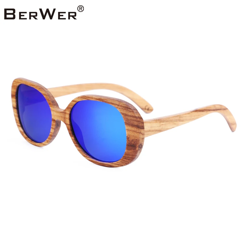 

BerWer Zebra Wood Sunglasses Wooden Polarized Sun Glasses Women UV400 Protection Sunglass