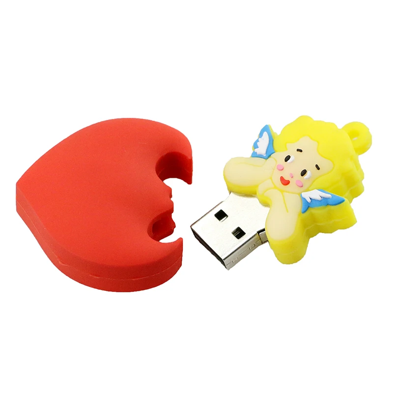 U Disk ไดรฟ์ปากกาการ์ตูนหัวใจสีแดง4GB 8GB 16GB 32GB 64GB Cartoon Cupid Usb แฟลชไดรฟ์ Flash Memory Stick Pendrive ของขวัญงานแต่งงาน