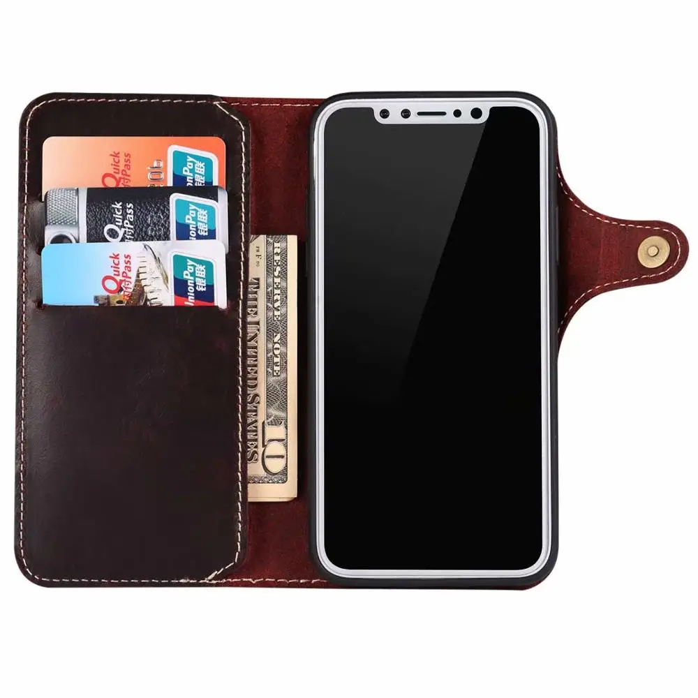 Luxury Vintage Cowhide Genuine Real Leather Case for iPhone 15 Pro 14 13 12 11 XS MAX XR 8 7 Flip Wallet Card Business Phone bag