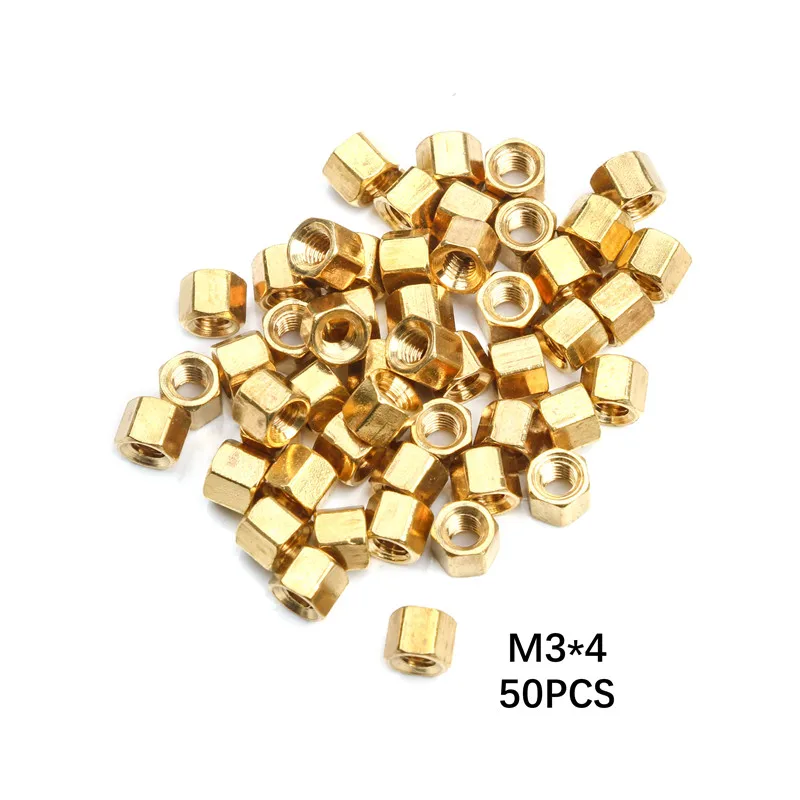 مسامير نحاسية سداسية أنثى M3 * L ، 50 قطعة ، تباعد ، عمود ملولب ، PCB ، اللوحة الأم للكمبيوتر الشخصي ، فاصل