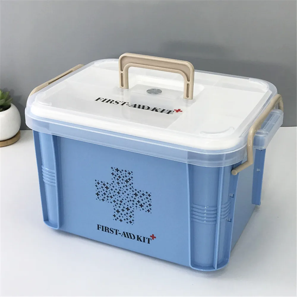 

Plastic First Aid Kit Organizer Medical Box Large Multi-layer Pill Box Emergency Home Medical Box Portable Camping First Aid Kit