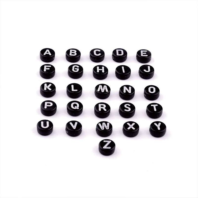 New Fashion Initial Letter Beads Bracelets Matte Black Hematite Glass Beads Bracelet Letter Charm Couple Bracelets for Lovers