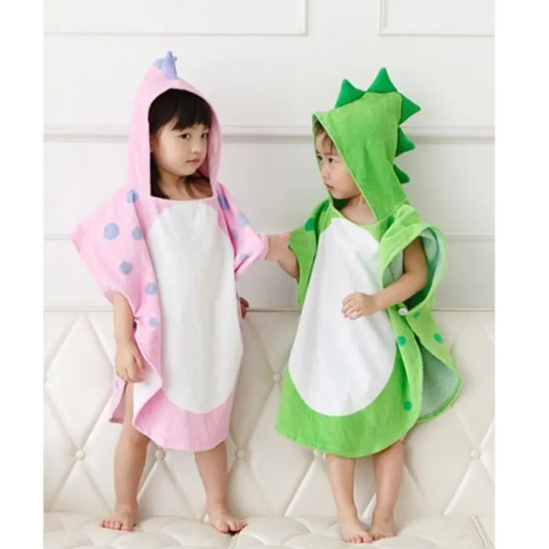 

Children's Bath Towel Hooded With Paw Dinosaur Beach Kids Towel Bathrobe