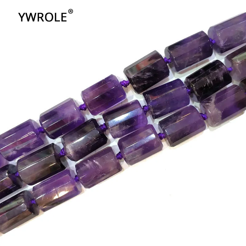 

Natural Amethysts Purple Quartz Cylindrical Shaped Facted Beads For Jewelry Making DIY Bracelet Necklace 11*16 mm Strand 15"