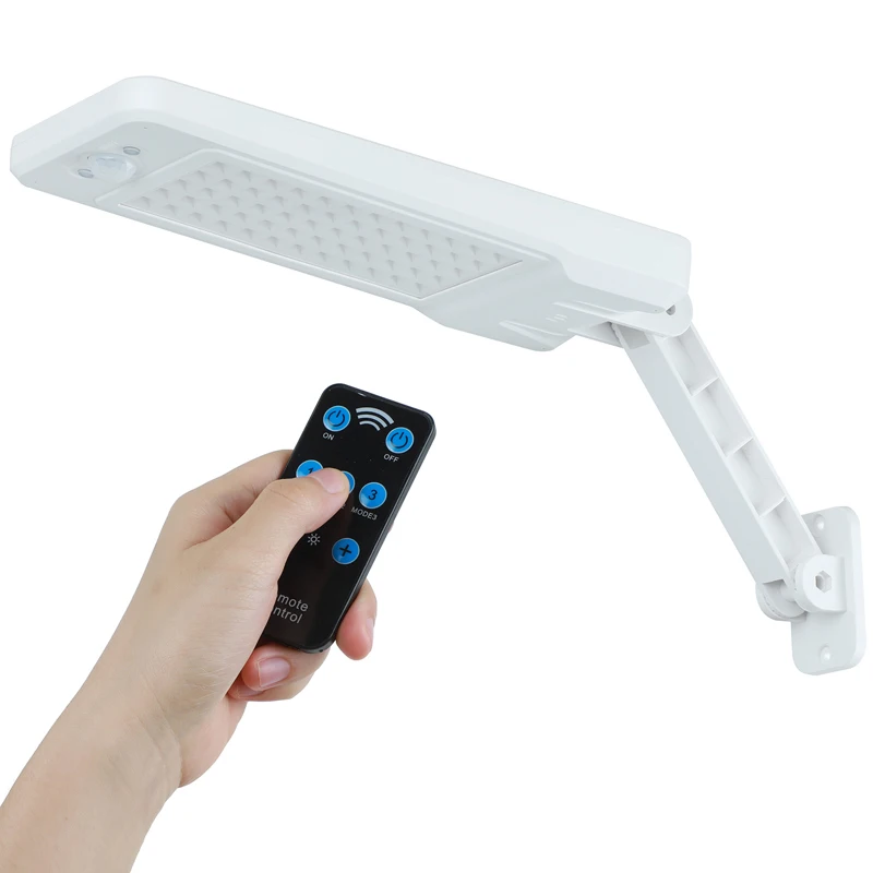 Lámpara Solar con Sensor de movimiento PIR de 900LM, luz LED de pared con Control remoto, luz alimentada por energía Solar impermeable para patio de