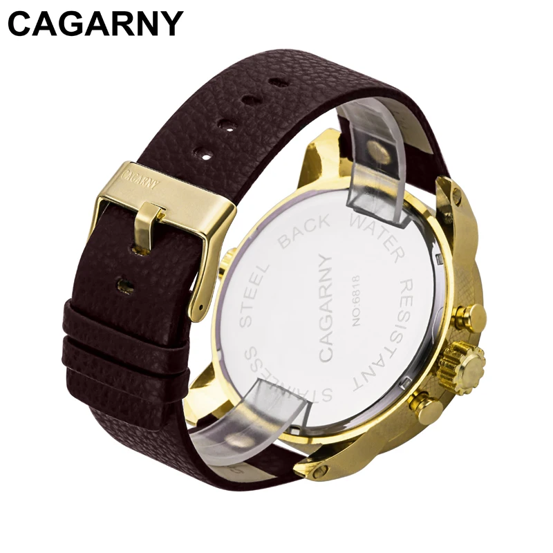 Cagarny Quartz-Watch Men Casual Men\'s Quartz Watches Golden Sport Russian Army Military Watch Man Dual Time Zone Display Clock