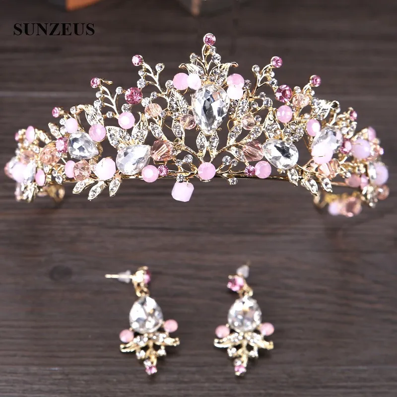 Hàng Mới Về Đầu Vàng Hồng Trang Sức Tiara Phụ Kiện Tóc Cưới Adorno Pelo Novia SQ0257