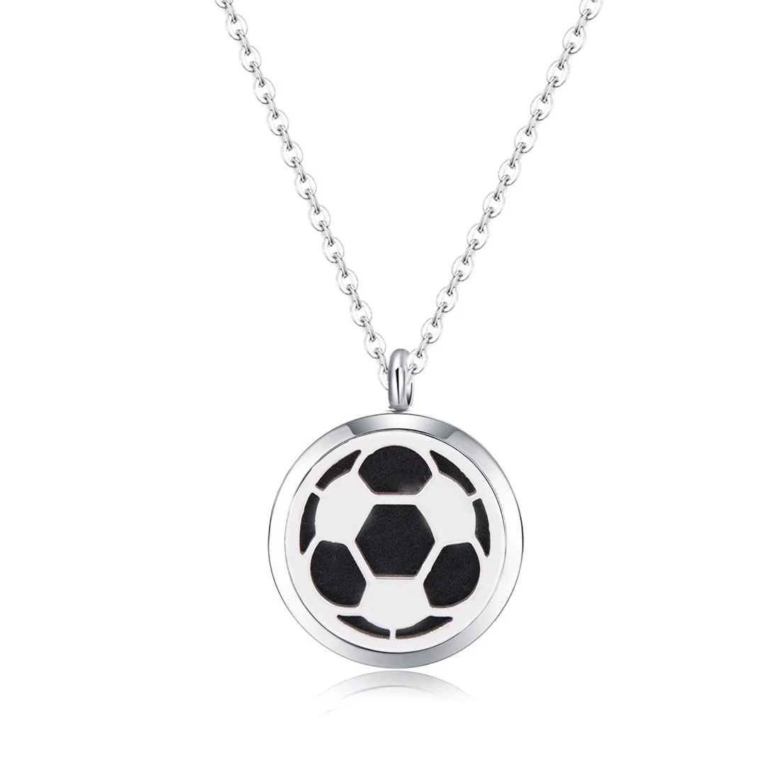 

10pcs mesinya football (30mm) Aromatherapy / Essential Oil surgical Stainless Steel Diffuser Locket Necklace