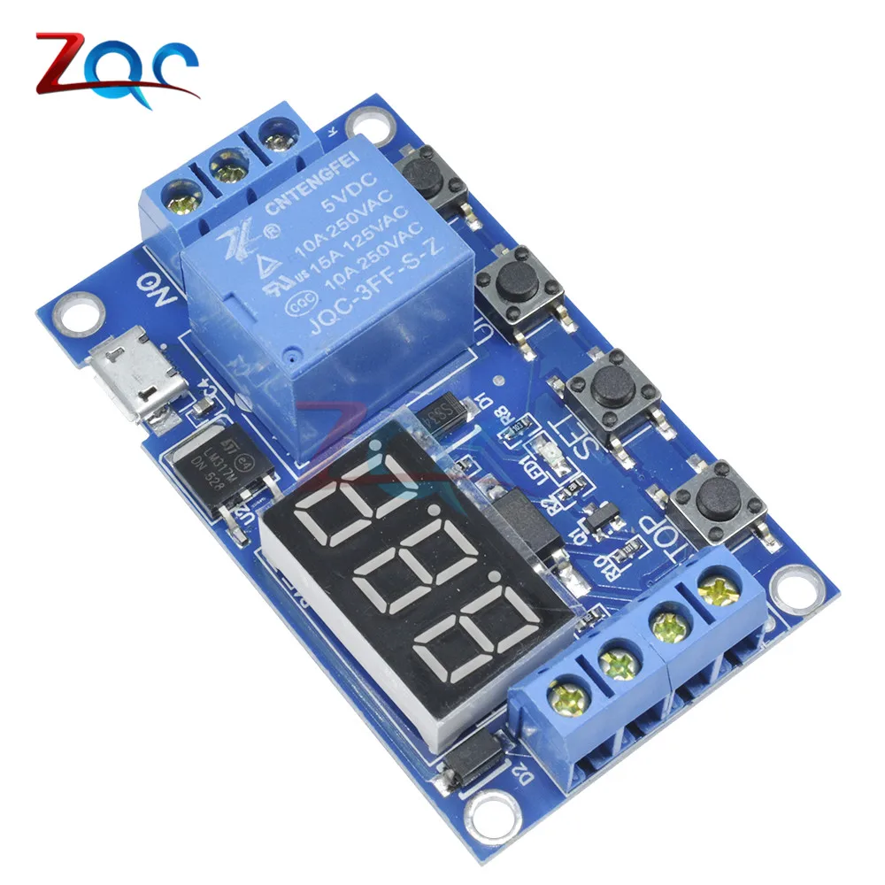 WS16 DC 6-30V Support Micro USB 5V LED Display Automation Cycle Delay Timer Control Off Switch Delay Time Relay 6V 9V 12V 24V