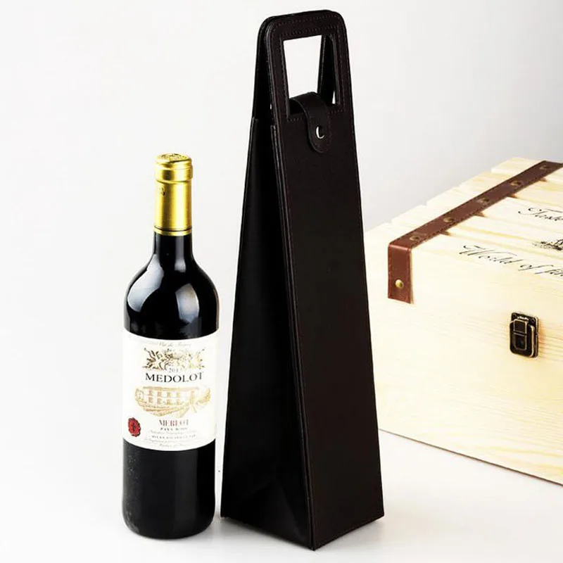 Luxury Portable PU Leather Wine Bags Red Wine Bottle Packaging Case Gift Storage Boxes With Handle Bar Accessories ZA3103