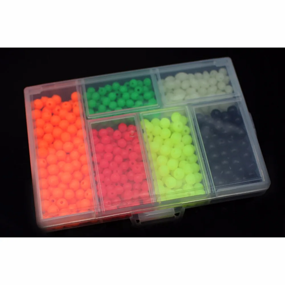 

Tigofly 850pcs/box Plastic Fishing Beads Round&Oval Luminous Sea Floating Rigs Lure Bait Fly Tying Beads Material Fishing Tackle