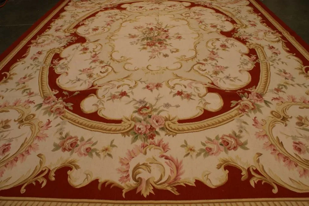 Free shipping  9'x12'  Aubusson woolen rugs French Aubusson Carpet 2016New design