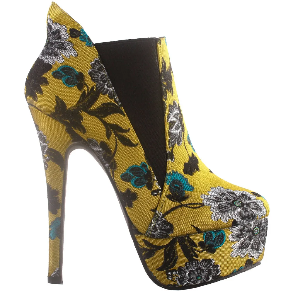 LF80843 Blue And White Porcelain Platform Stiletto Ankle Boot Bootie Size 4/5/6/7/8/9/10