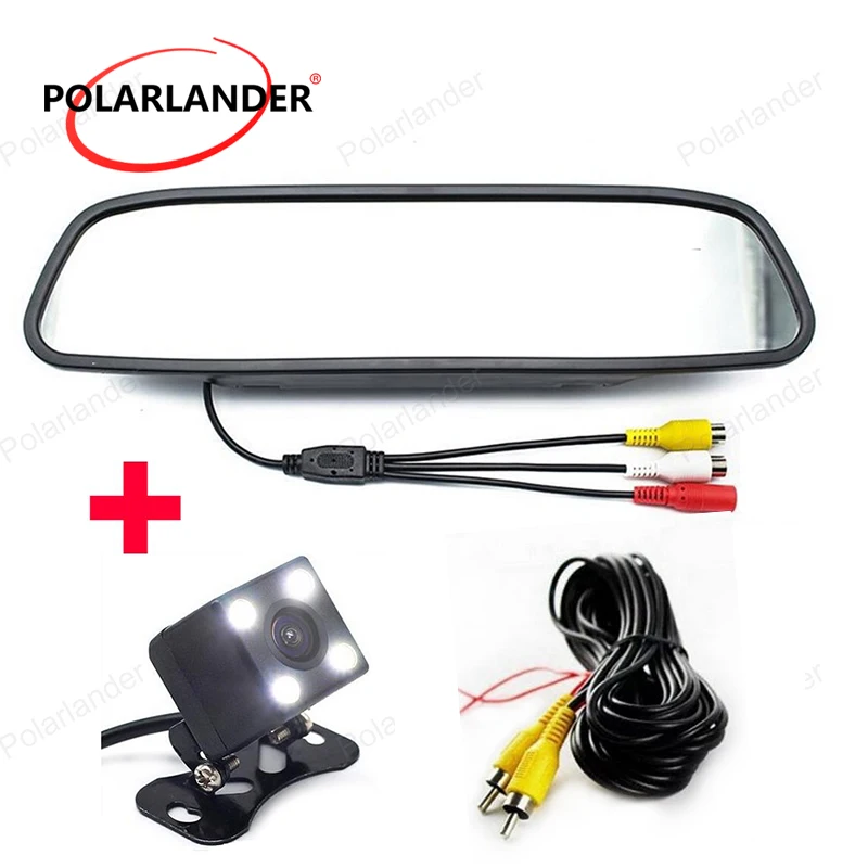 Night Vision Reversing CCD Car Parking Assistance Rearview Mirror Monitor Car Rear View Camera 4.3