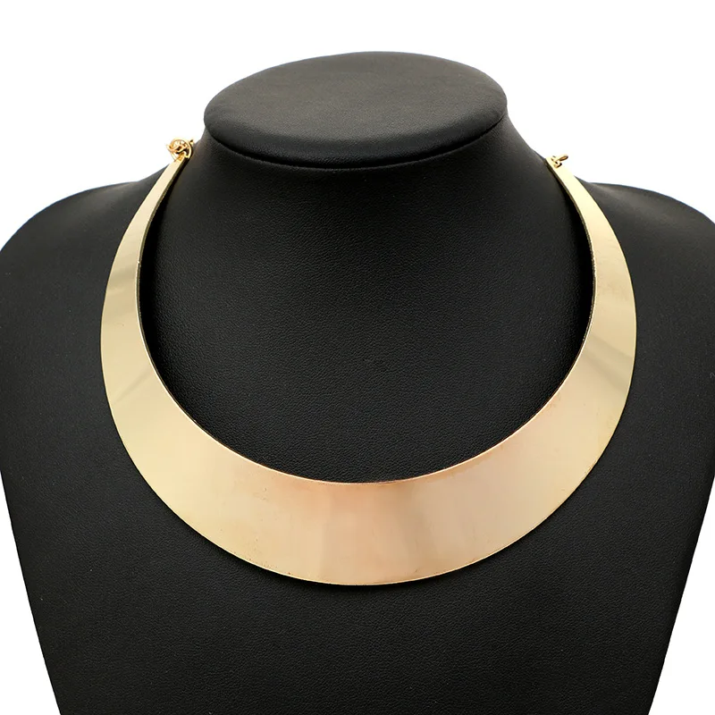 New Punk Style Gold Silver Color Torque Choker Necklaces For Women Neck Rough Wide Collar Statement Necklace Fashion Jewelry