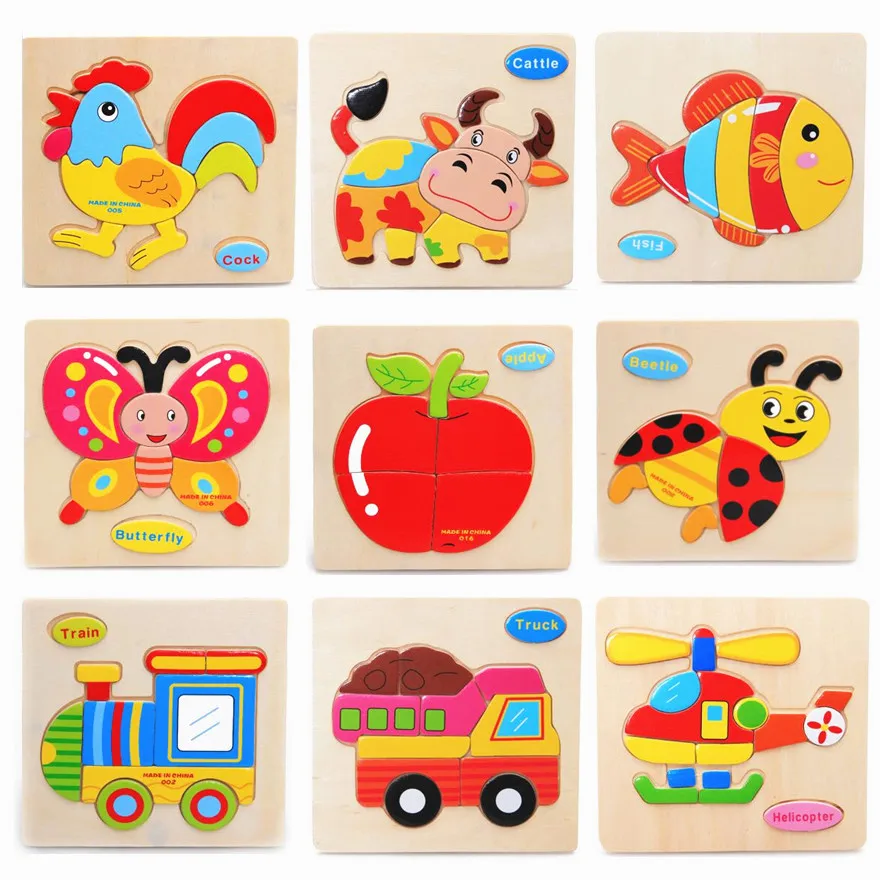 

9 Pcs/lot Quality Three-Dimensional Colorful Wooden Puzzle Educational Toys Developmental Baby Toy Child Early Training Game