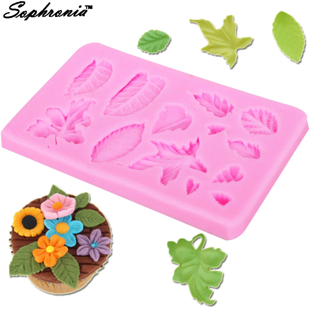 

10PCS/set Cake Mold Mini leaf Silicone Mold Chocolate Fondant Cake Decorating Baking Tool Bakeware Pudding M235,9.8*6*0.8cm