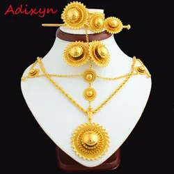 NEW Ethiopian Jewelry Set 24k Gold Color Hair Chain/Pendant /Chain/Earing/Ring/Hair pin/Bangle Eritrea African Wedding item