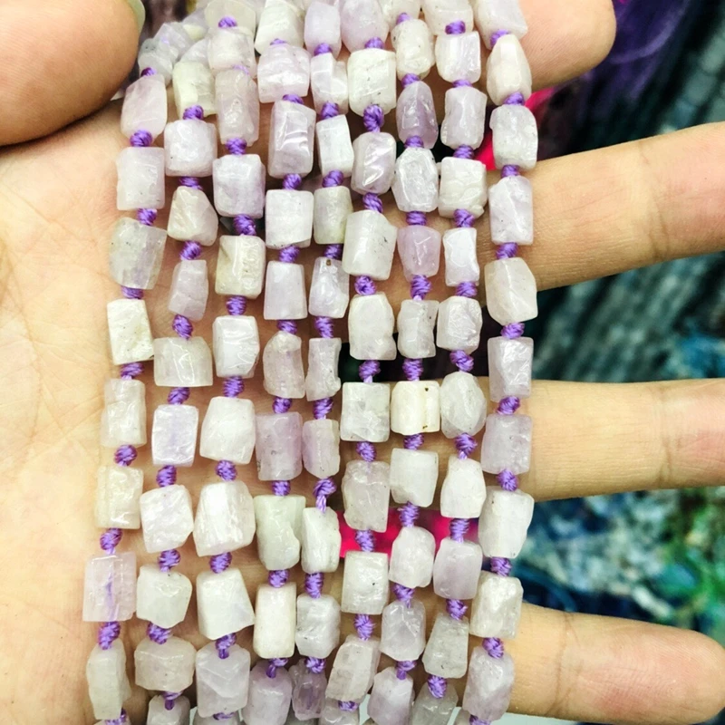 Wholesale 2strings Natural Kunzite Stone Loose beads,Polished Nugget Tube beads for jewelry 15.5