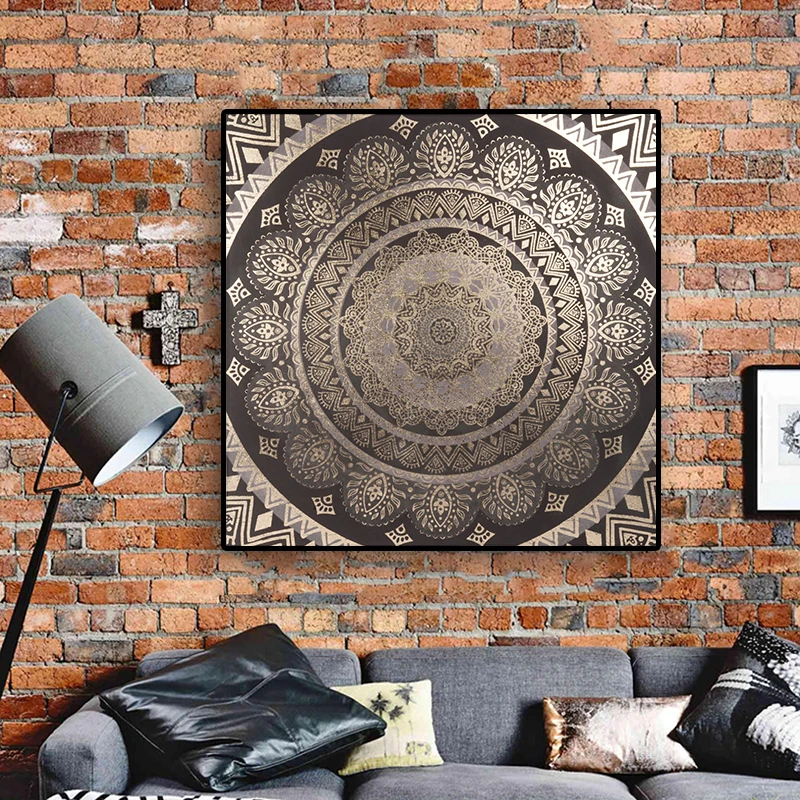 

Black and Gold Europe Vintga Flower Pattern Canvas Painting Posters and Prints Scandinavian Wall Art Picture for Living Room