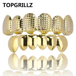 TOPGRILLZ New Fit Gold Silver Color Hip Hop Rock Teeth Grillz Top & Bottom Grill With Silicone Party jewelry