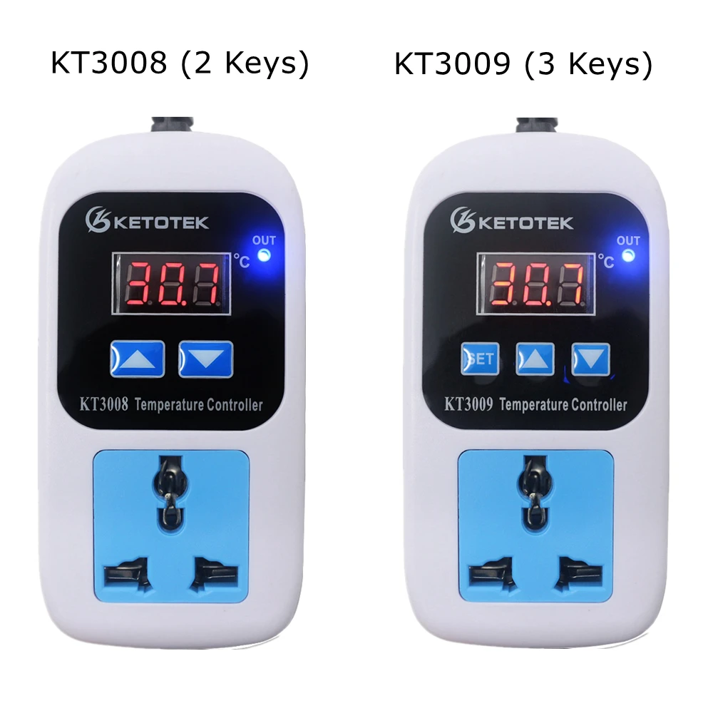 AC 110-220V Digital Thermostat Regulator Temperature Controller Microcomputer Socket Outlet -50~110C + NTC Sensor KT3008 KT3009