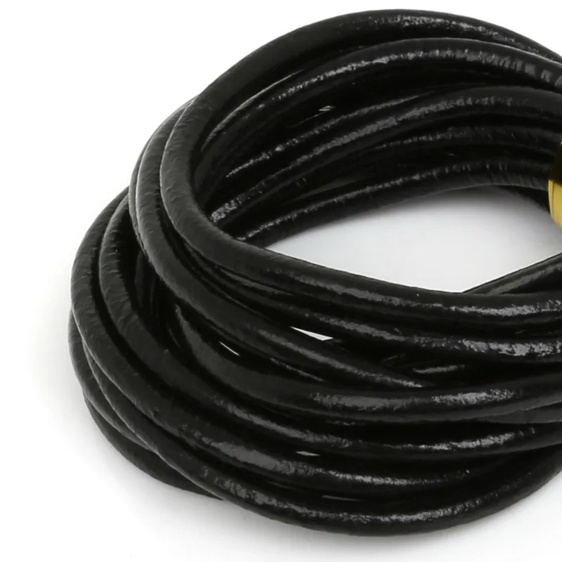 2016 New Coming Handmade Craft Real Leather Rope Black Round Bracelet Cord String Dia 4 5 6 mm for Jewelry Making Pick Size