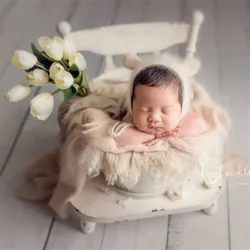 Sombrero de fotografía Vintage para recién nacido, gorro de oso esponjoso, accesorios de muñeca de Angora, juego de gorro de punto para recién nacido, juguete de peluche de punto para bebé, utilería para fotos