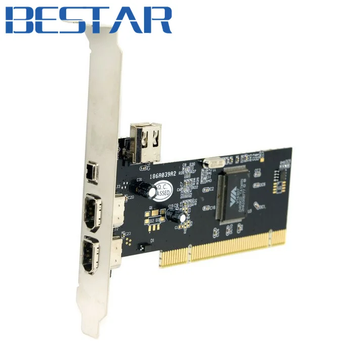 

PCI Firewire 1394 port 400 IEEE 1394 pci express 1394A Dual 6pin & 4pin 3 Port Card Work for Windows 7 & 8