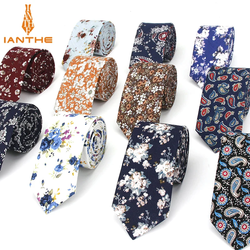 2018 Cotton Men's Colourful Paisley Print Neck Ties For Men Necktie Narrow Slim Skinny Cravate Narrow Thick Neckties Corbatas