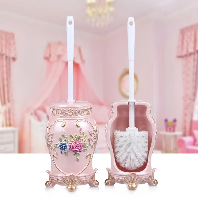 European Resin Cleaning Brush Bathroom Toilet Brush Set Long Handle Brush Round Head Soft Brush Base Household Accessories