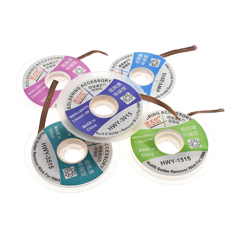 DIY 1.5mm 2mm 2.5mm 3mm 3.5mm 1.5M długość taśma rozlutownicza lutowanie spawanie Remover knot drut ołowiany przewód Flux naprawa BGA narzędzie — zdjęcie 3