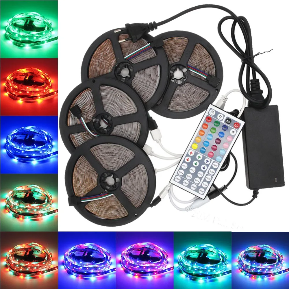 

4 x 5M RGB Strip Light Kit 2835 SMD Waterproof DC 12V with 44 Key Controller and Power Supply