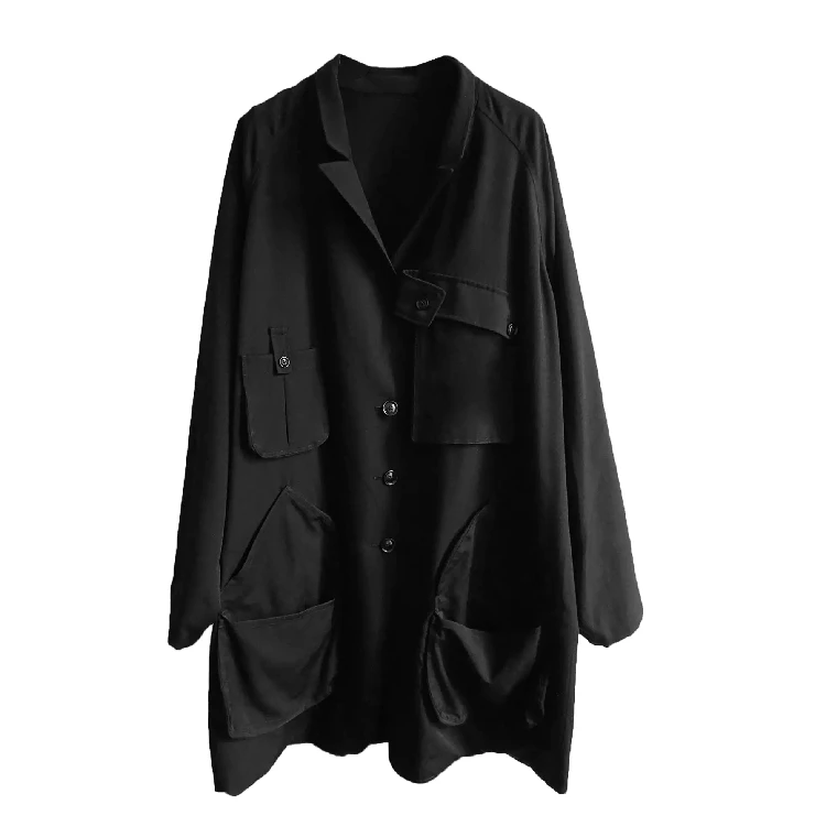 

S-6XL!!Homemade men's trench coat with extra loose pockets.