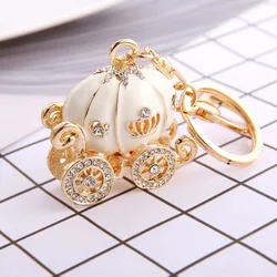 2024 Full Rhinestone Crystal Pumpkin Keychains Car Keyrings Women's Bags Decoration Keychain Gifts Holiday Jewelry