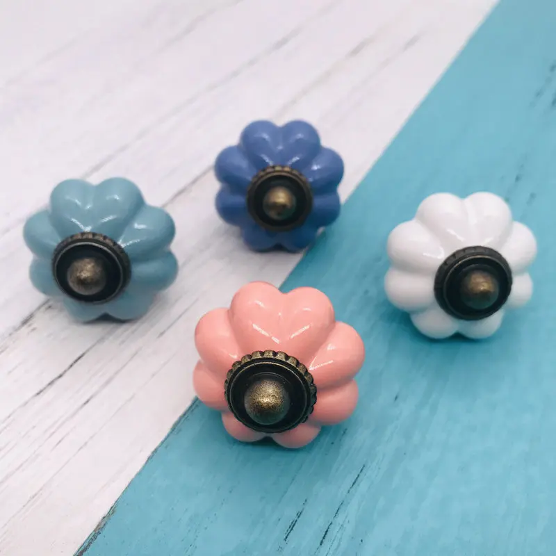 1pcs Vintage Color Multi Designed Ceramic Knobs Door Handle fit for Cupboard Kitchen Cabinet Drawer Pulls Kid's Bedroom Knobs