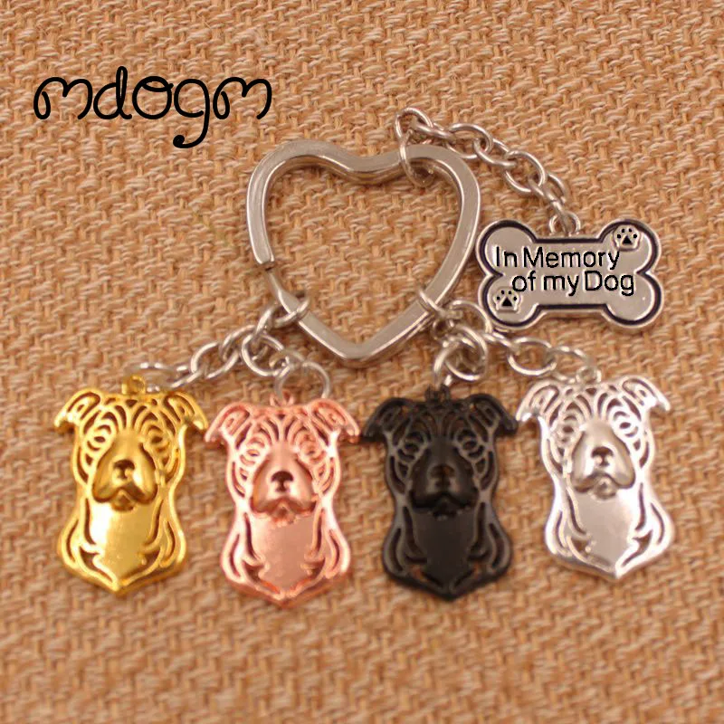 American Staffordshire Terrier Dog Animal Gold Silver Plated Metal Pendant Keychain For Bag Car Women Men Girls Boys K050