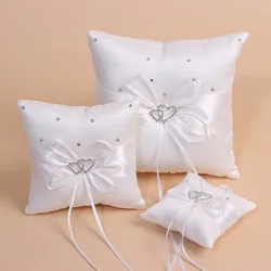 1pc 10/15/20 CM White Romantic Satin Heart Wedding Party Pocket Ring Bearer Pillow Cushion Gift