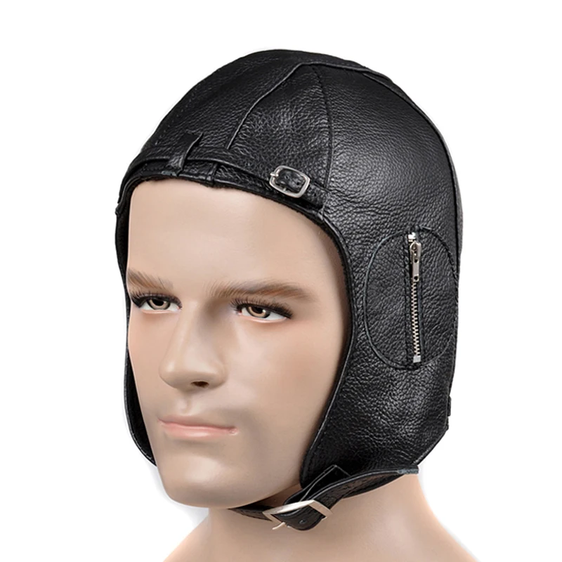 Exclusive 2024 Winter Man Genuine Pure Leather Fur Pilot Flight Caps Male Black/brown Unique Windproof Motorcycle Helmet Hats