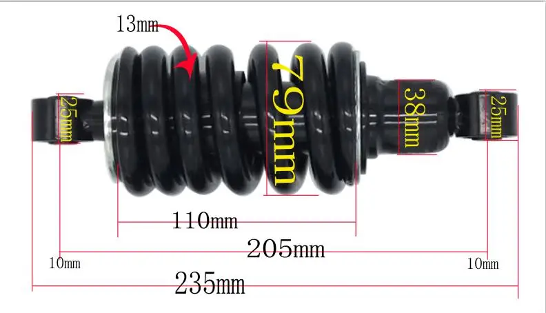 1pcs 205 mm eye-eye-to-eye tweeters 13mm spring for Yamaha LC135 LC150 ATV Scooter Dirt motorcycle black