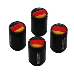 HAUSNN 4Pcs/Set Germany Flag Black Alloy Polish Car Wheel Tire Valve Caps Auto Tyre Air Stem Cap For VW Benz BMW Volkswagen