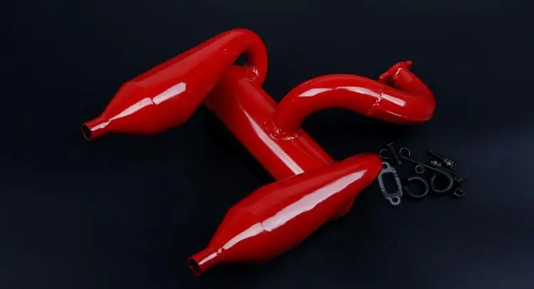 Steel Dual Twin Rear Exit Tuned Exhaust Fits LOSI 5IVE-T Rovan LT and KM X2